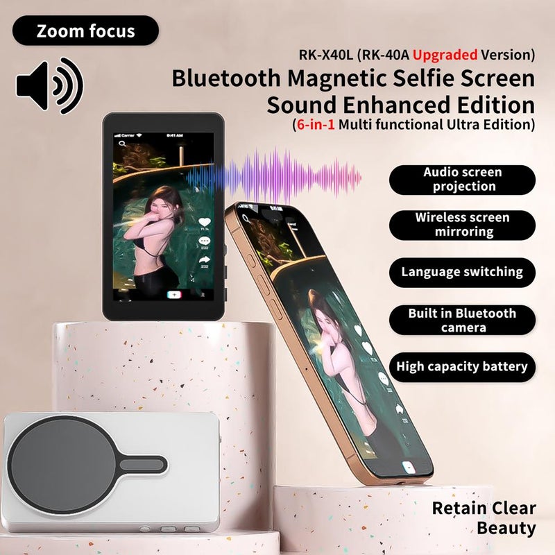 Magnetic Phone Vlog Selfie Monitor Screen, 1080P Wireless Recording,Bluetooth Remote, Back Camera Monitor,Using Phone Rear Camera for Selfie Vlog Live Stream TikTok - Image 3